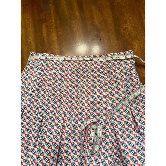 Maeve Anthropologie Women’s Pleated Red Blue Green Geometric Mini Skirt Size 12 - Picture 7 of 9